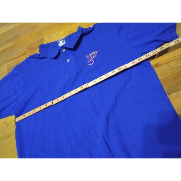 Vintage St Louis Blues Polo Shirt Starter NHL Blue Men's Large Preppy Casual - Picture 3 of 8